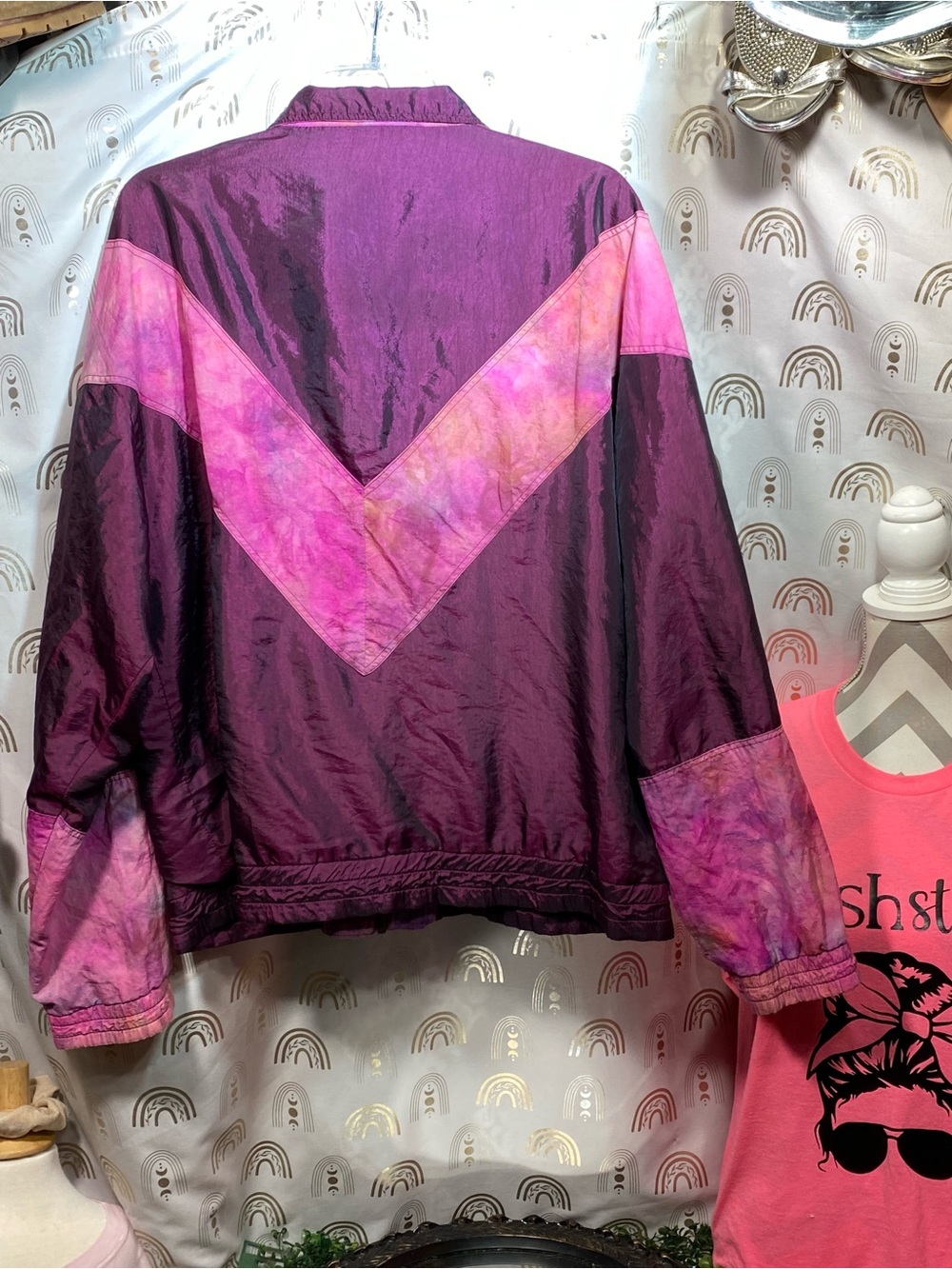 Vintage Women's Purple & Pink Colorblock Bomber Jacket - Picture 14 of 16